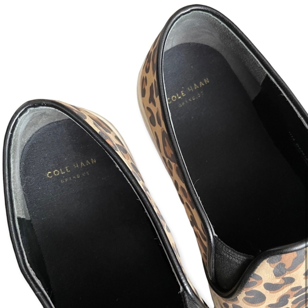 Cole Haan women’s leopard pull-on sneakers board shoes size 7.5 neutral classic - Picture 2 of 7